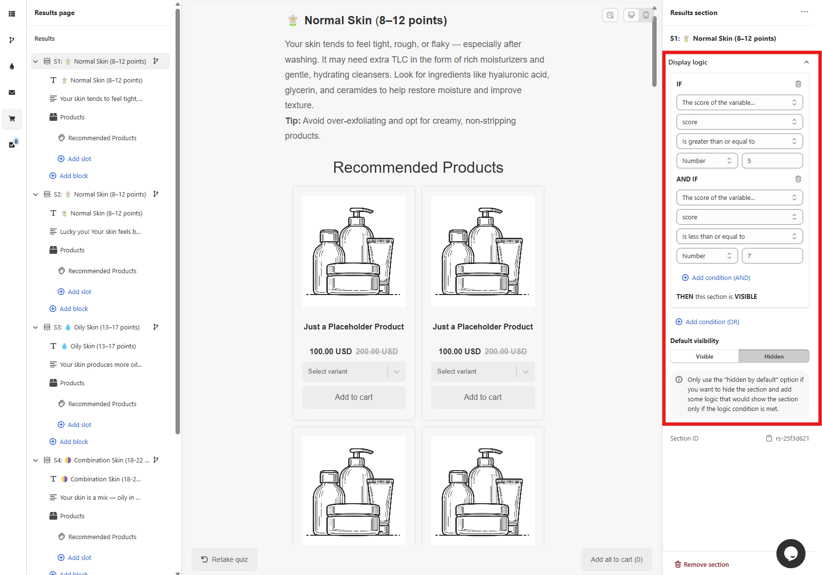score-based display logic