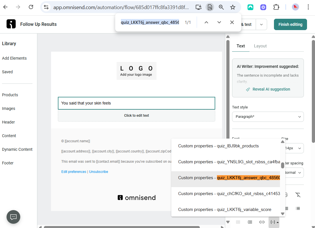 how to omnisend insert personalization tag