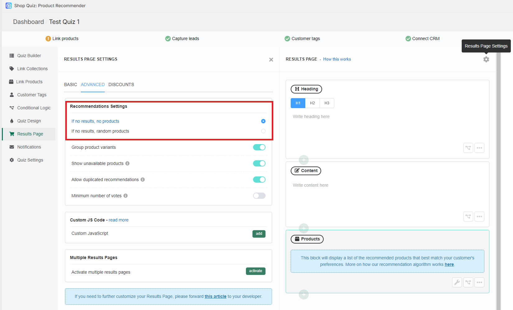 how to only recommend product with min votes show random products