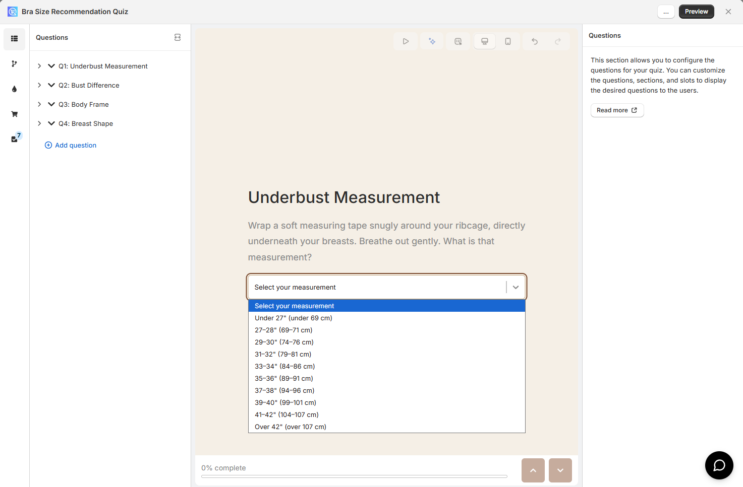 measurement range dropdown question