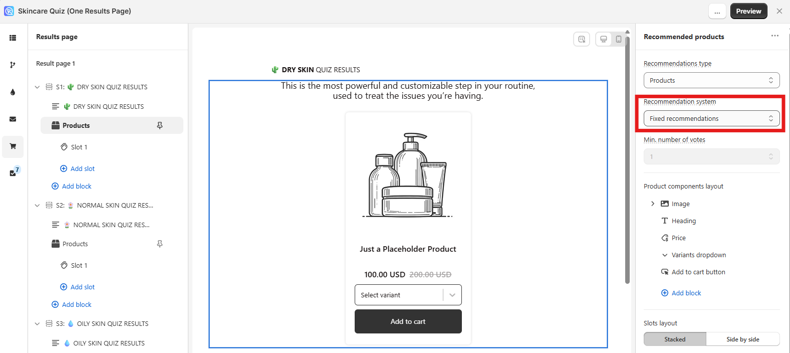 how to recommend products fixed recommendations resultspage