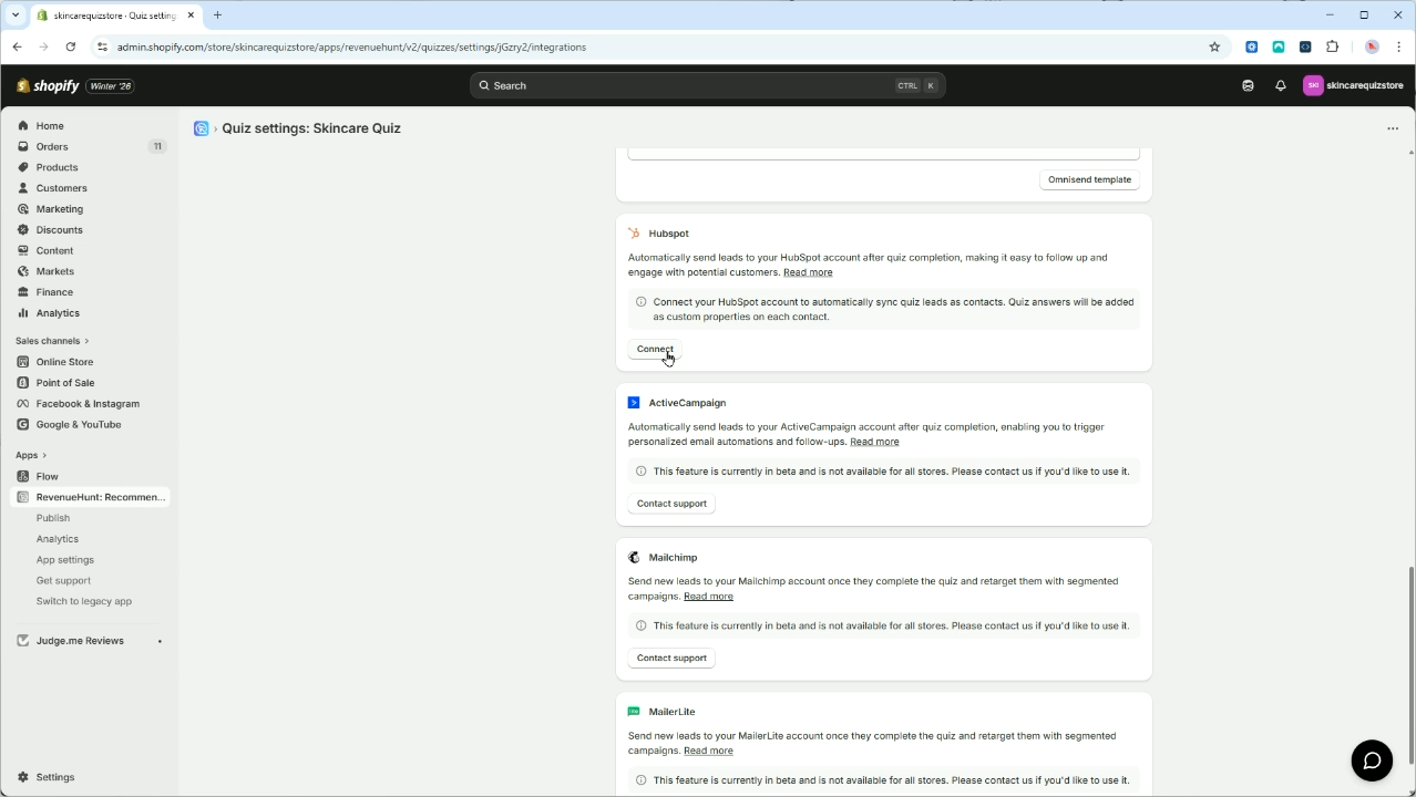 how to hubspot shopify connect