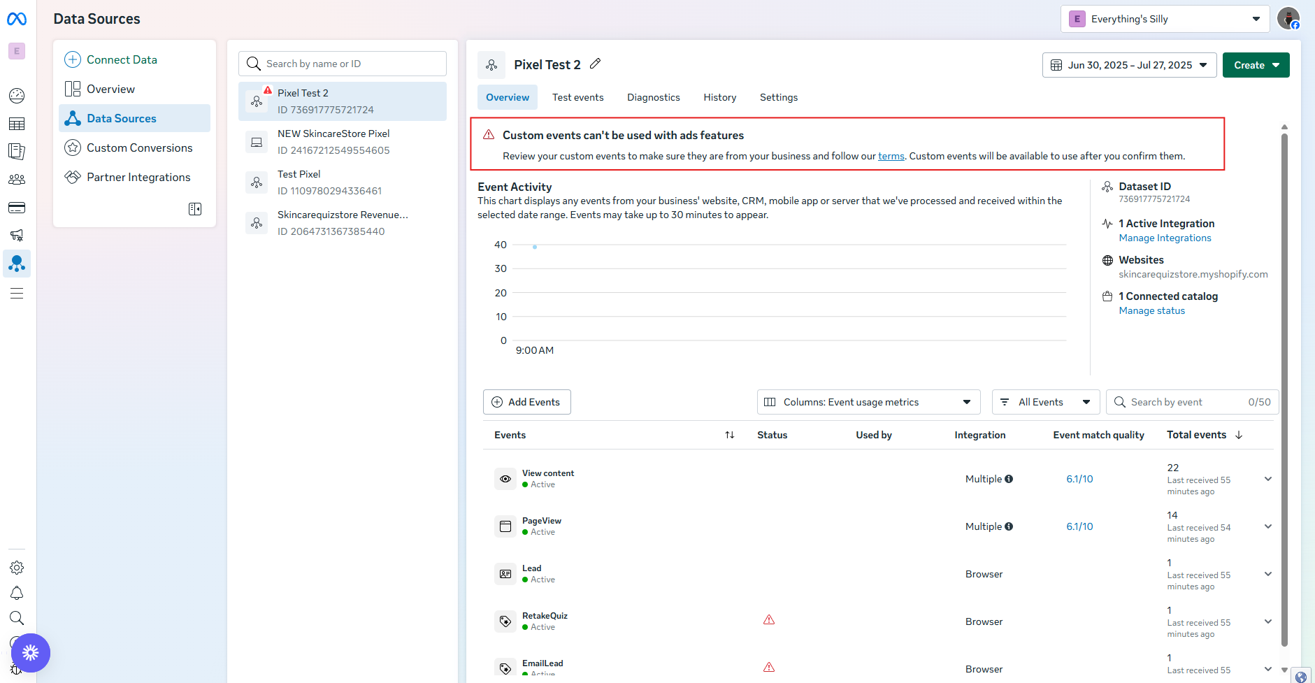 how to integrate fb pixel review custom events