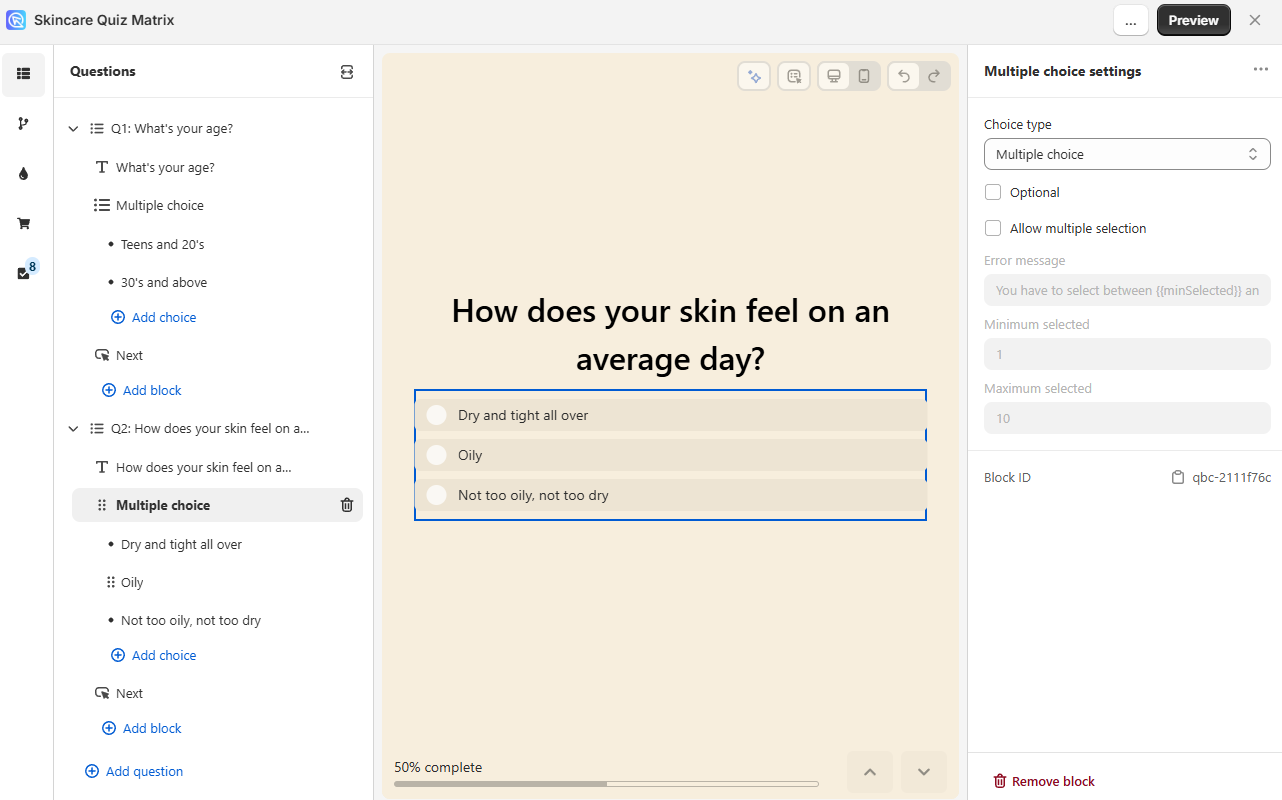 how to recommend products matrix question2