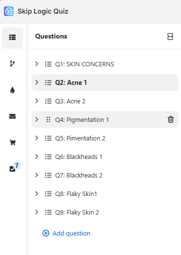 how to set up a funnel quiz with skip logic