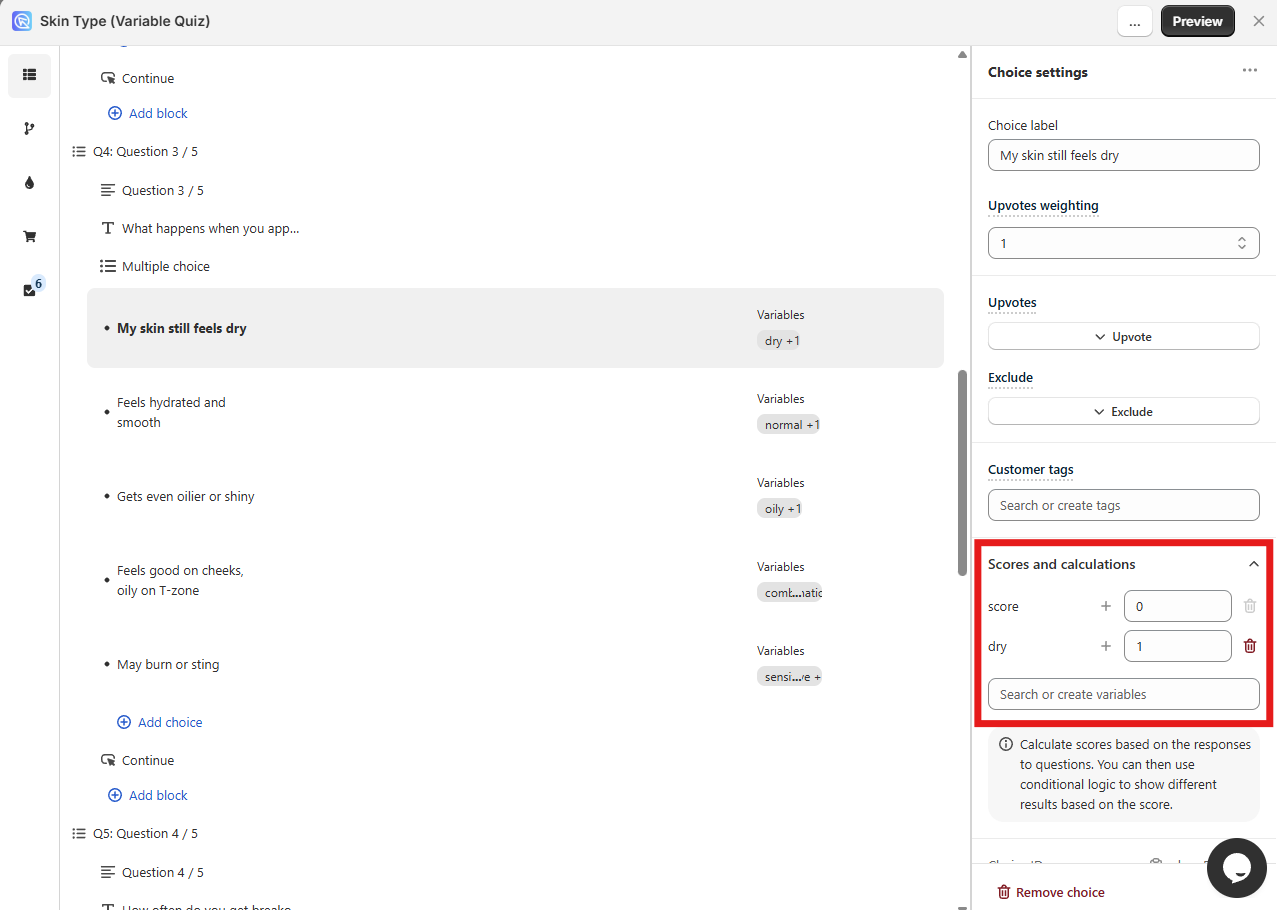 how to shopifyv2 use display logic based on variable example1 scores
