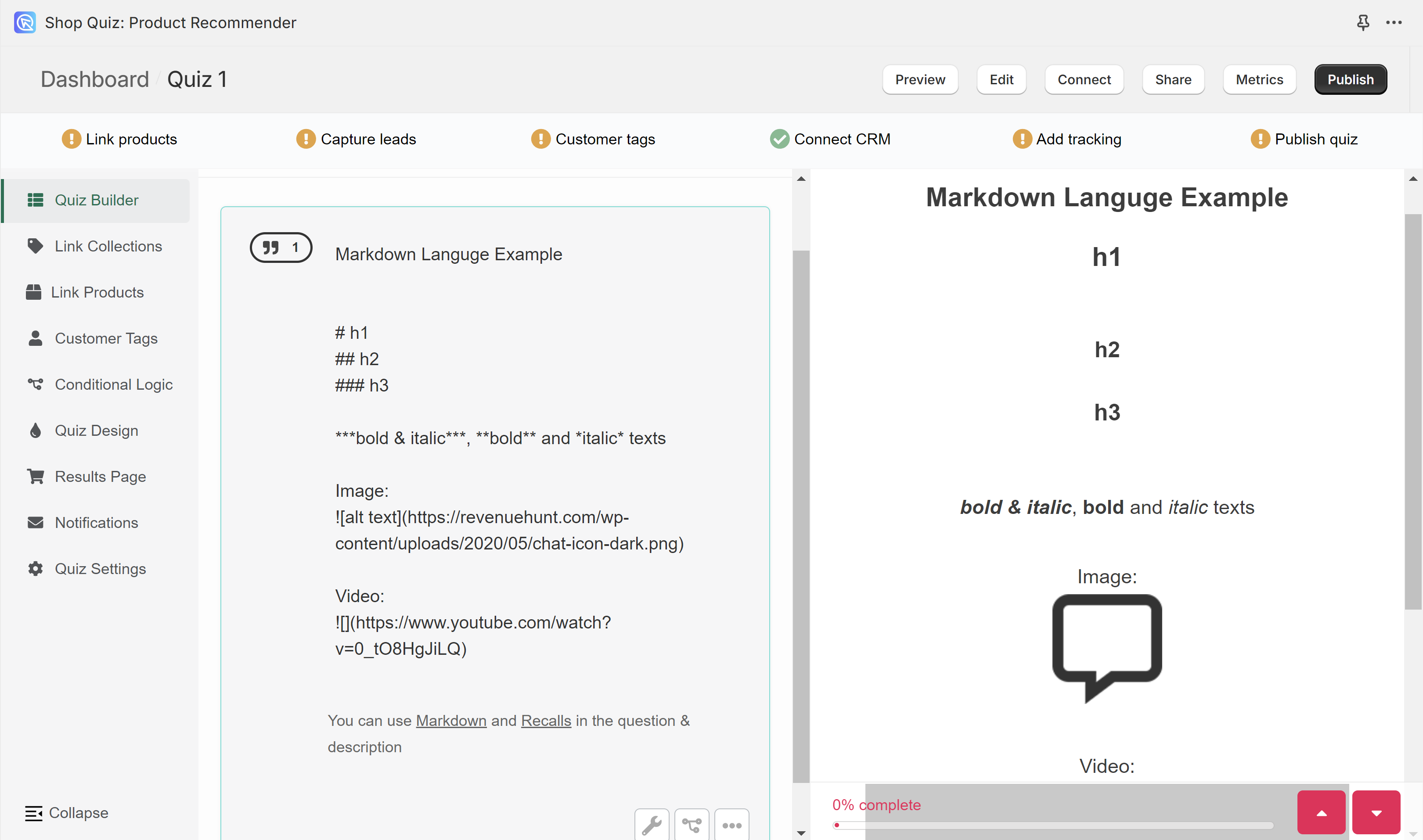 how to use markdown language example