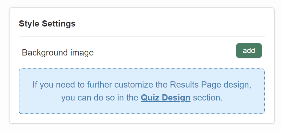 quiz builder resutls page resutls page settings basic style