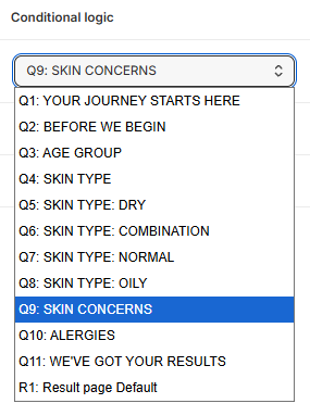 conditional logic select question menu