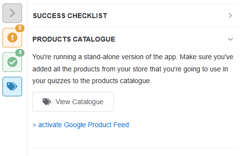 dashbaord standalone success checklist products
